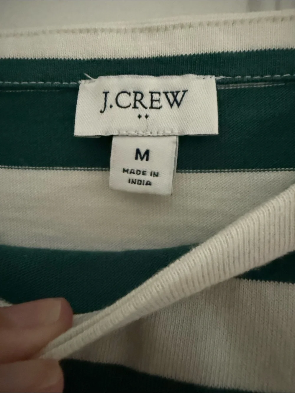 J. Crew Green and White Striped Short-Sleeve Tee